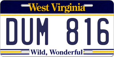 WV license plate DUM816