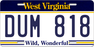 WV license plate DUM818