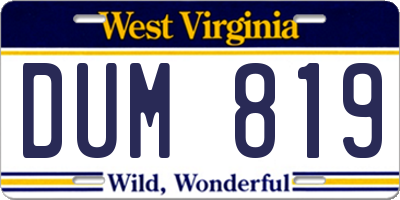 WV license plate DUM819
