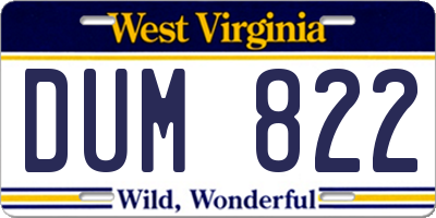 WV license plate DUM822