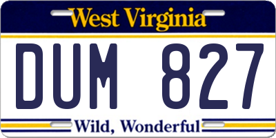 WV license plate DUM827