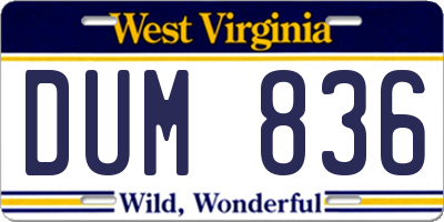 WV license plate DUM836