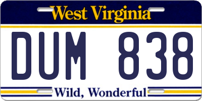 WV license plate DUM838