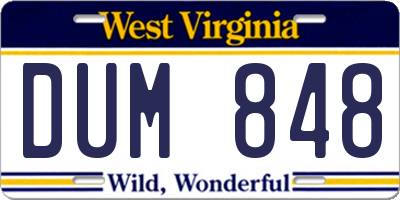 WV license plate DUM848