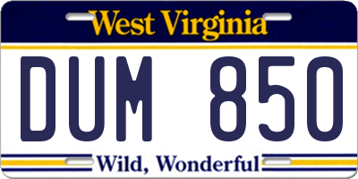 WV license plate DUM850