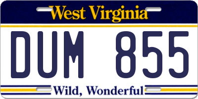 WV license plate DUM855