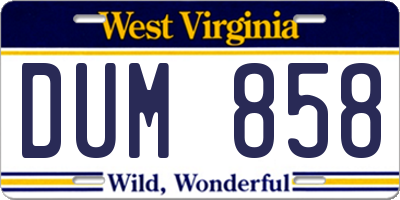WV license plate DUM858