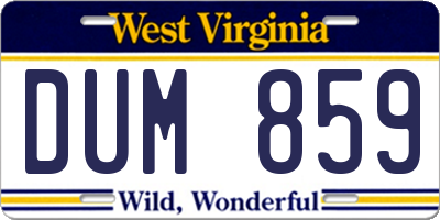 WV license plate DUM859