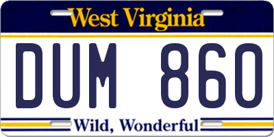 WV license plate DUM860