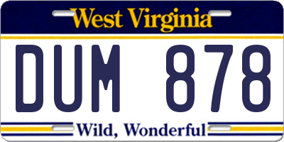 WV license plate DUM878