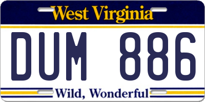 WV license plate DUM886