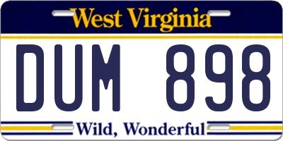 WV license plate DUM898