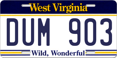 WV license plate DUM903