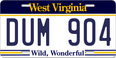 WV license plate DUM904