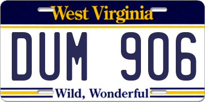 WV license plate DUM906