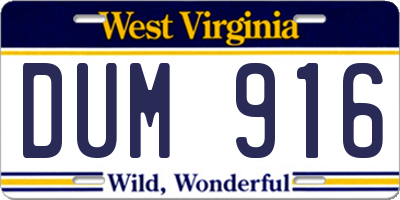 WV license plate DUM916