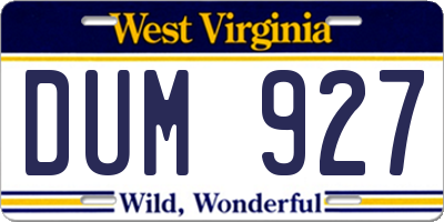 WV license plate DUM927