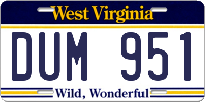 WV license plate DUM951