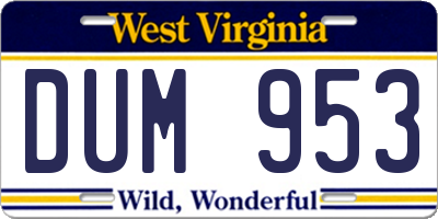 WV license plate DUM953
