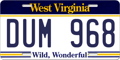 WV license plate DUM968