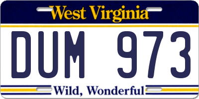 WV license plate DUM973