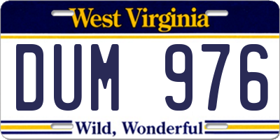 WV license plate DUM976
