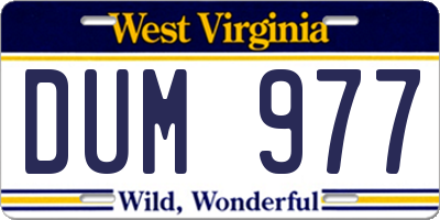 WV license plate DUM977