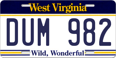 WV license plate DUM982