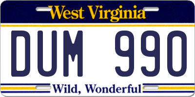 WV license plate DUM990