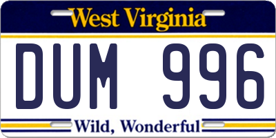 WV license plate DUM996