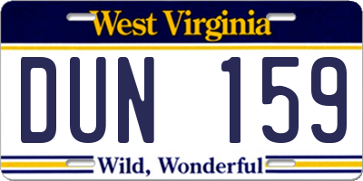 WV license plate DUN159