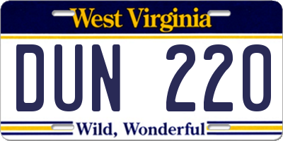 WV license plate DUN220