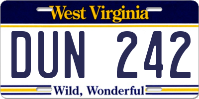 WV license plate DUN242