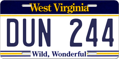 WV license plate DUN244