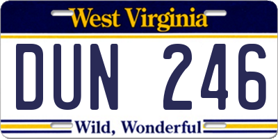 WV license plate DUN246