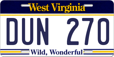 WV license plate DUN270