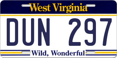 WV license plate DUN297