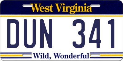 WV license plate DUN341