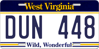 WV license plate DUN448