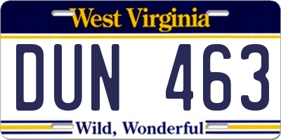 WV license plate DUN463
