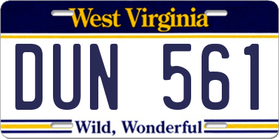 WV license plate DUN561