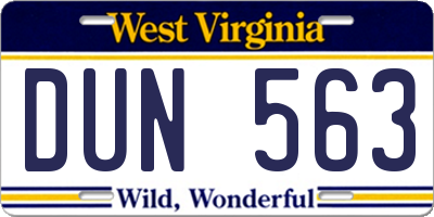 WV license plate DUN563