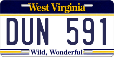 WV license plate DUN591