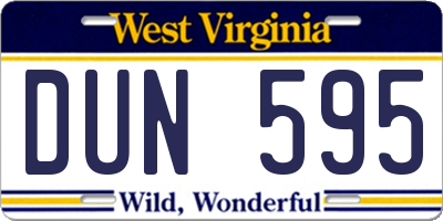 WV license plate DUN595