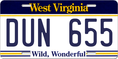 WV license plate DUN655
