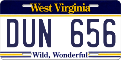WV license plate DUN656