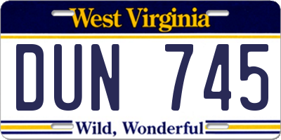 WV license plate DUN745