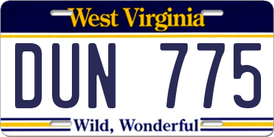 WV license plate DUN775