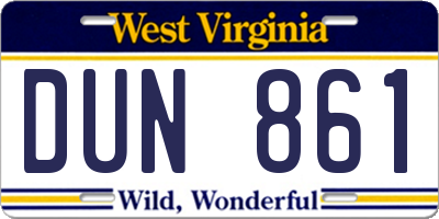 WV license plate DUN861