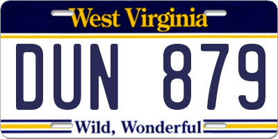 WV license plate DUN879